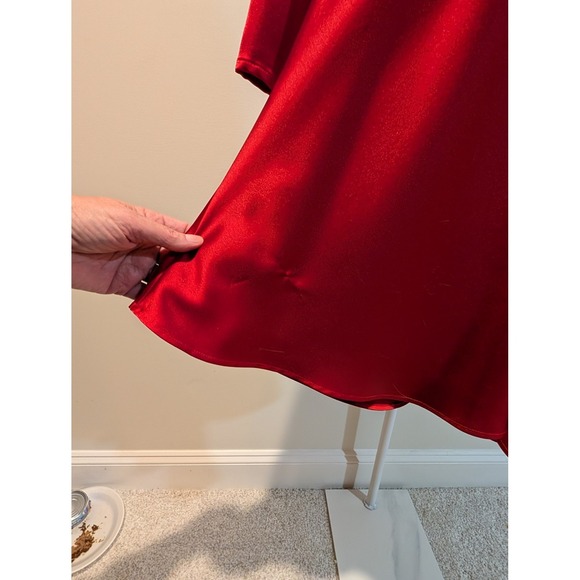 Gianna Bini Red Satin Ruched Tie Front Long‎  Mini Dress Size 12 Party Sexy READ - Picture 8 of 9